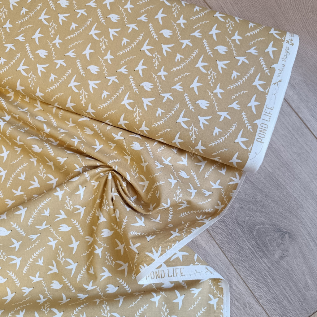 Pond Life - Birds in Flight - Dijon Fabric