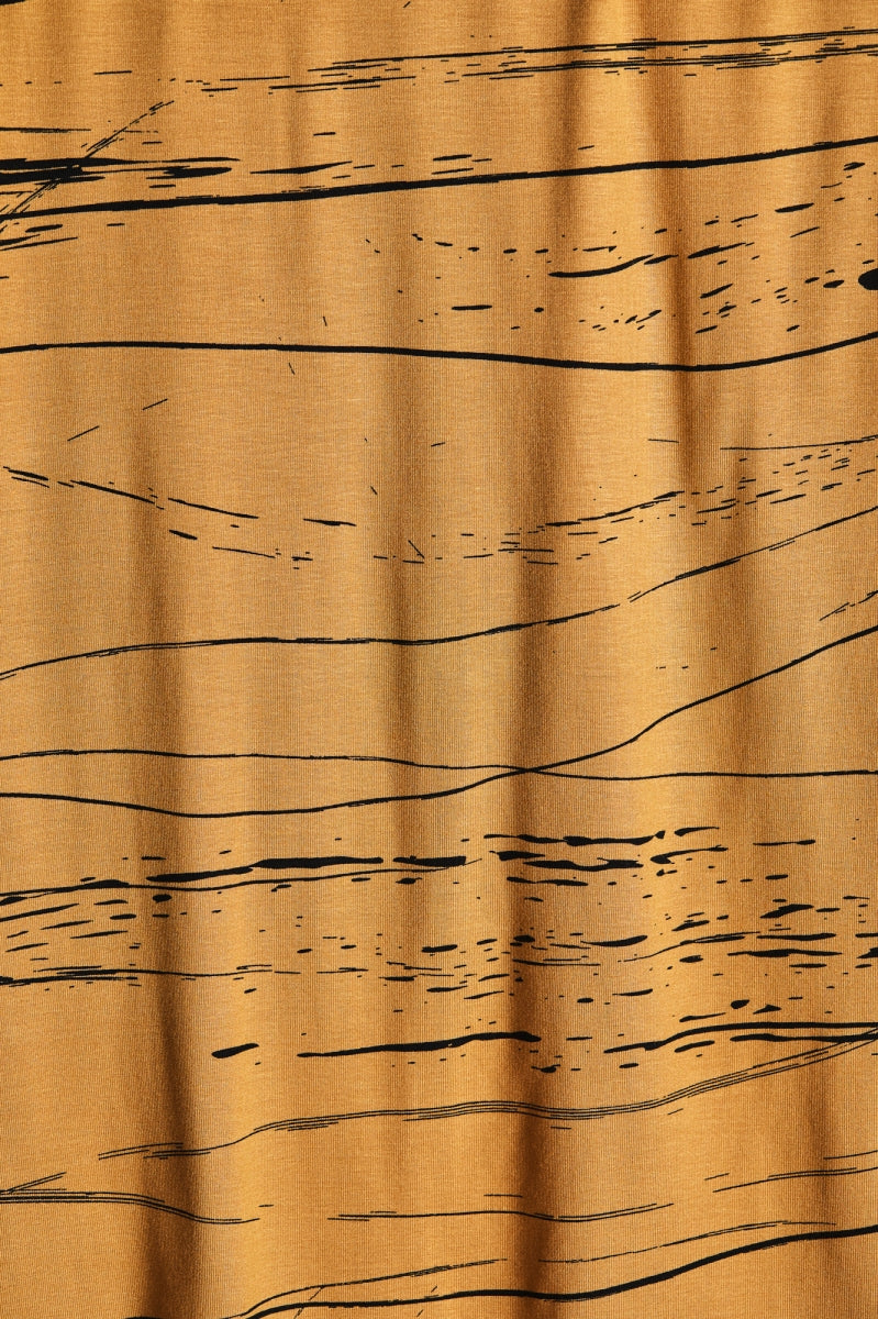 Saja ecovero viscose jersey - Stray lines dry mustard