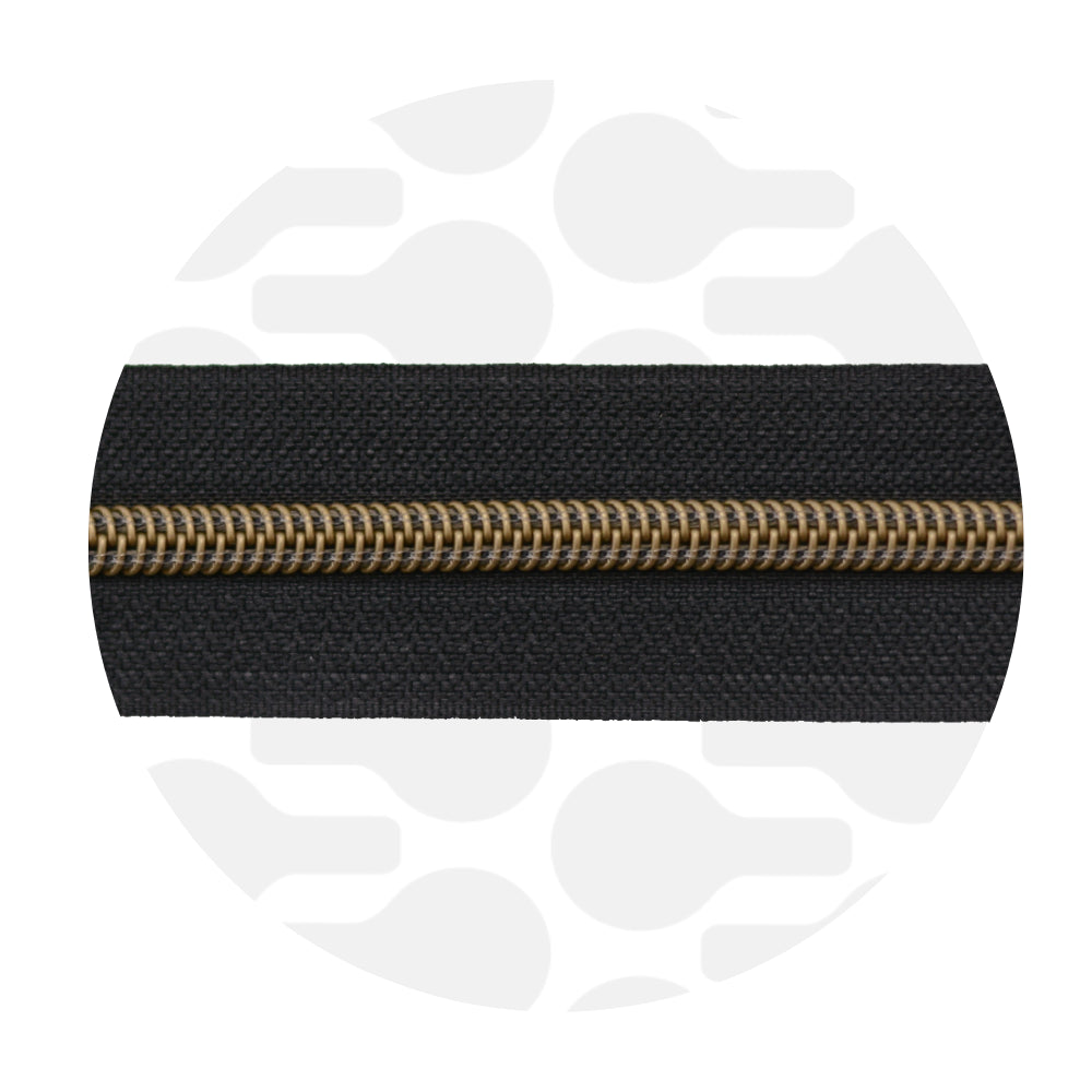 Zipper Nylon coil Black - Antique brass
