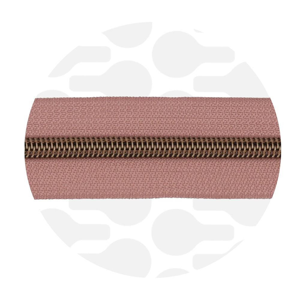 Zipper Nylon coil Salmon brown - Antique brass