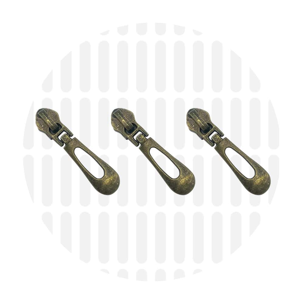 Zipper slider Buttonhole #5S - Antique brass