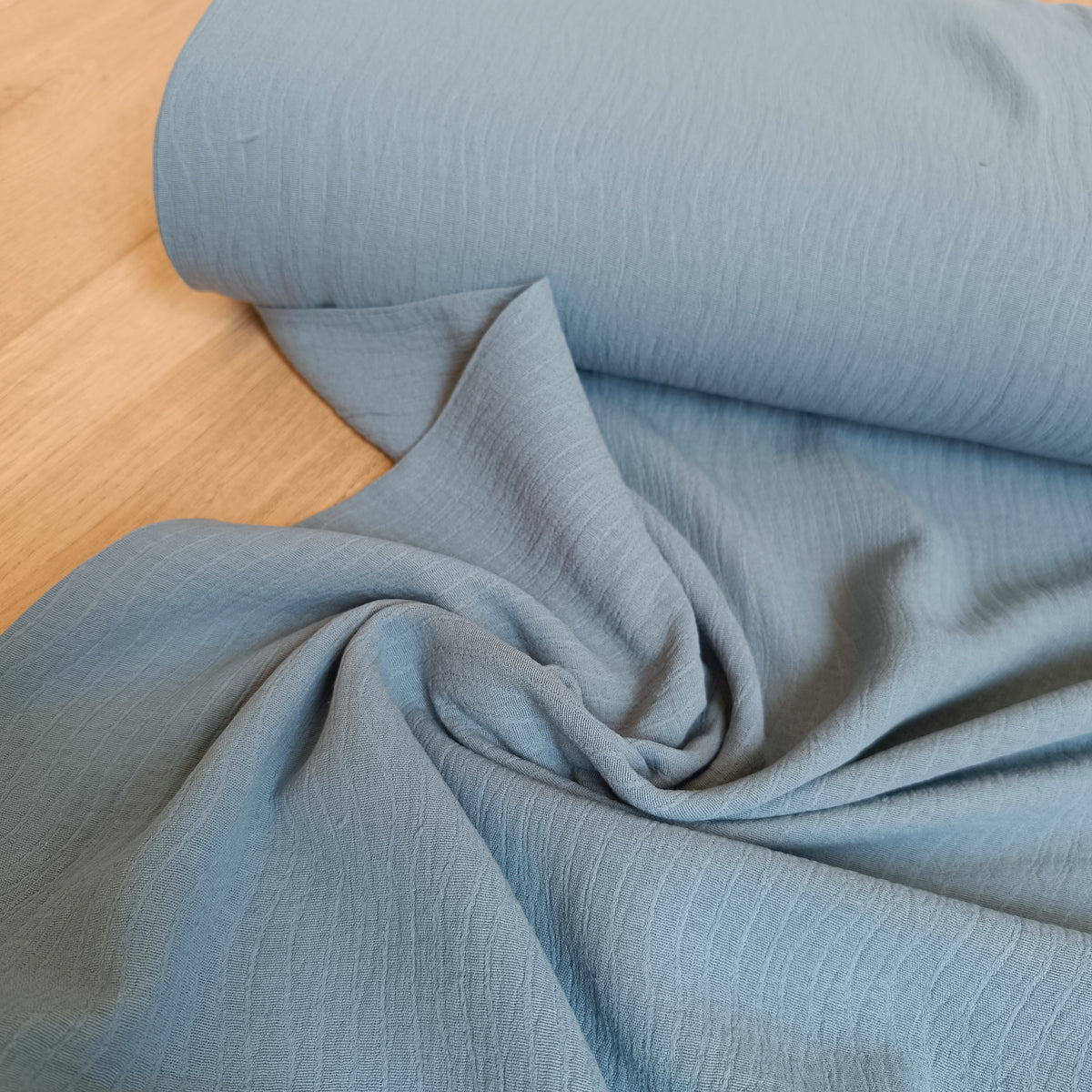 Double gauze linnen golf blauw